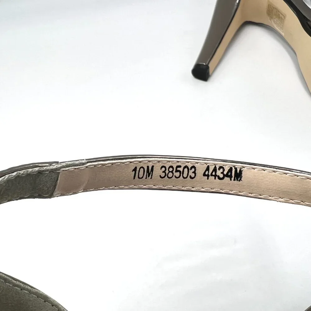 Touch Ups Womens 10M‎ Metallic Silver Pewter Platform Dress Sandals Heels Shoes